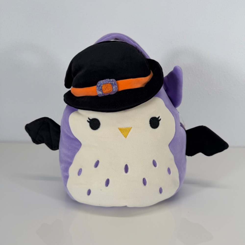 Squishmallows Original NWT Holly the Owl Halloween Treat Pail Witch Candy Basket
